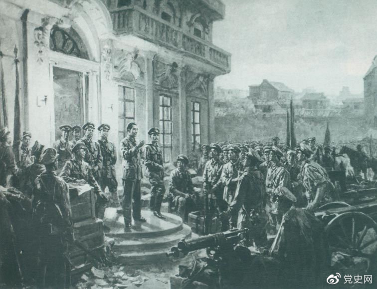 1927年8月1日，南昌起義爆發(fā),標(biāo)志著中國(guó)共產(chǎn)黨獨(dú)立領(lǐng)導(dǎo)革命戰(zhàn)爭(zhēng)、創(chuàng)建人民軍隊(duì)和武裝奪取政權(quán)的開端，開啟了中國(guó)革命新紀(jì)元。這是《八一起義》油畫。